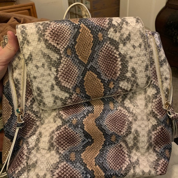 Faux Snakeskin Backpack Purse - Picture 2 of 3